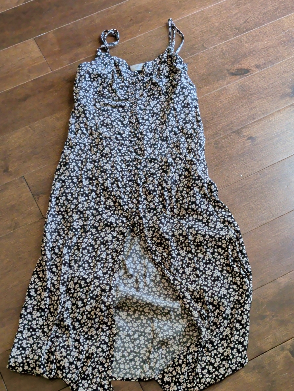 Black Floral Midi Slip Dress